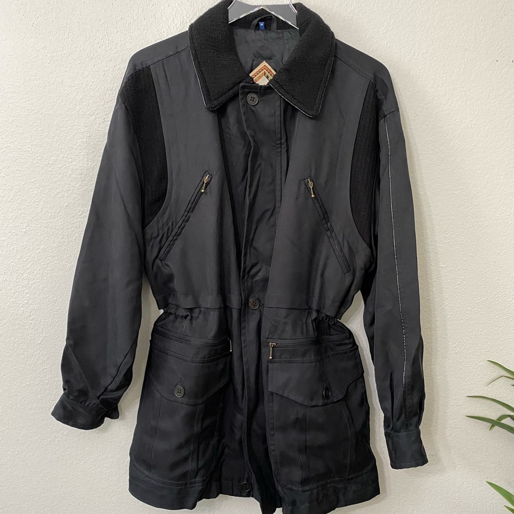 Vintage Vivaldi Made In Italy Silk Drop Waist Oversize Trench Coat Jacket